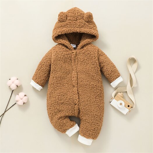 Baby winter hot sale hooded jumpsuit