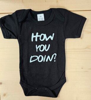 Baby Romper Zwart Korte Mouwen How you doin? Maat 68