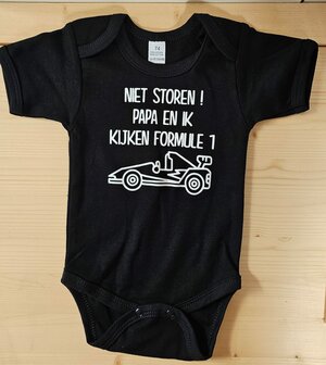 Baby Romper Zwart Korte Mouwen Formulie 1 Maat 74