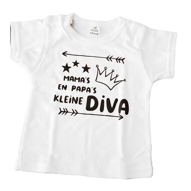 Baby T-Shirt Mama's en papa's kleine Diva Maat 68